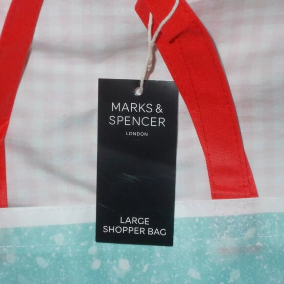 Marks & Spencer London Reusable Bag Christmas Holiday Tote 16" x 14" x 7" NEW - Picture 6 of 7